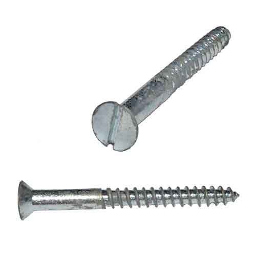 FWS81 #8 X 1" Flat Head, Slotted, Wood Screw, Zinc